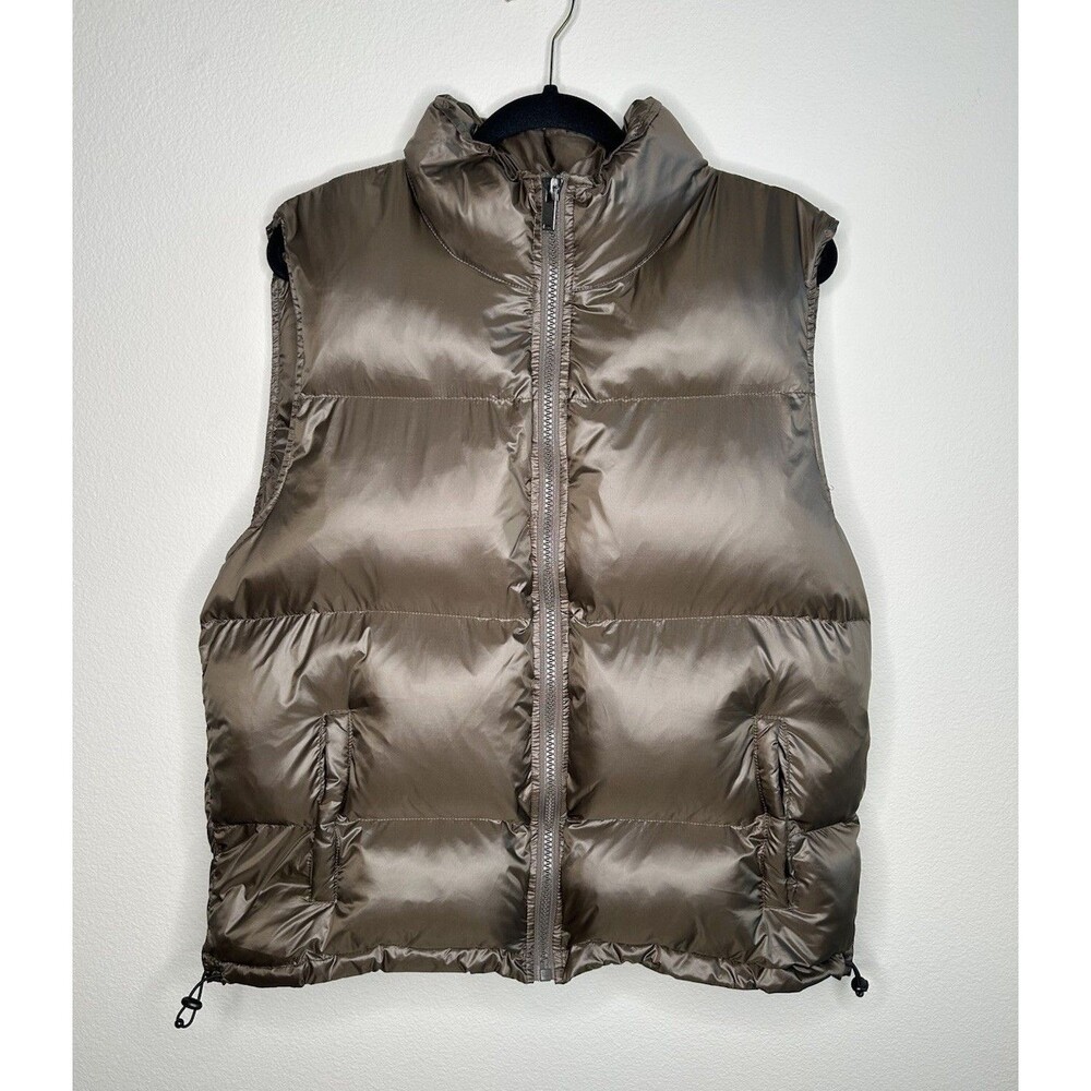 Pacsun Shiny Brown Zip Up Streetwear Nylon Puffy Vest Men Size Medium